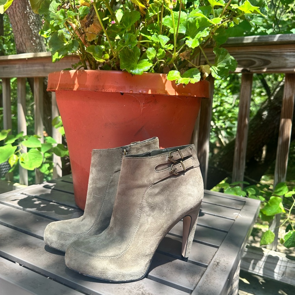 Sam Edelman Kit Sexy Suede Elegant Khaki Tan Ankle Boots, 6.5, 37, 4